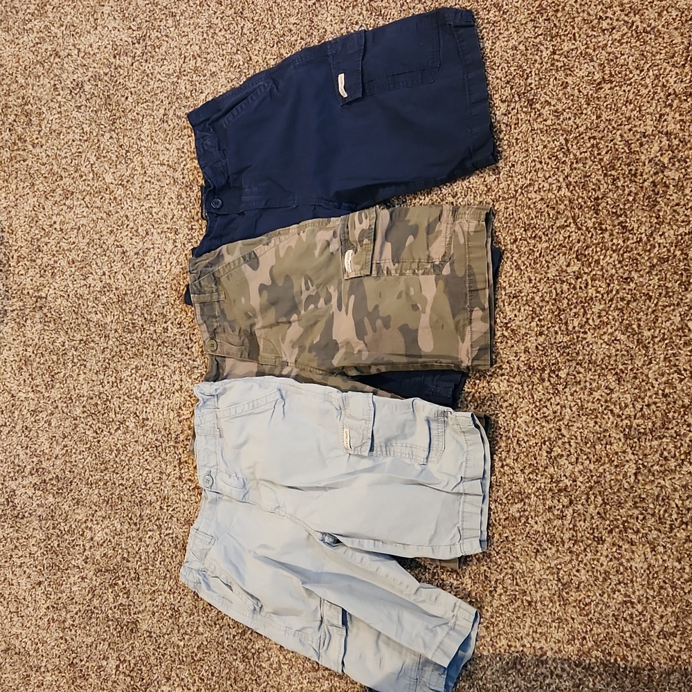Lucky Brand Cargo Shorts Bundle (gray, camo, blue) Boys Size L (14/16)